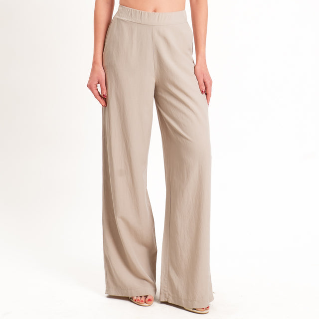 Zeroassoluto-Pantalone LIBIA misto lino elastico dietro - sand