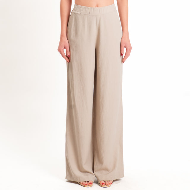 Zeroassoluto-Pantalone LIBIA misto lino elastico dietro - sand