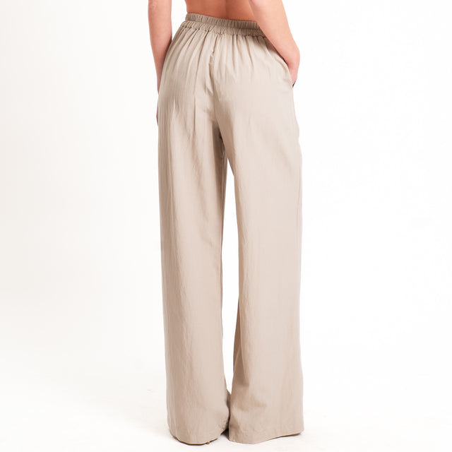 Zeroassoluto-Pantalone LIBIA misto lino elastico dietro - sand