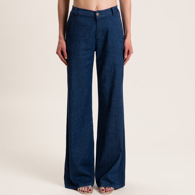 Zeroassoluto-Pantalone LILLY palazzo chambray - denim