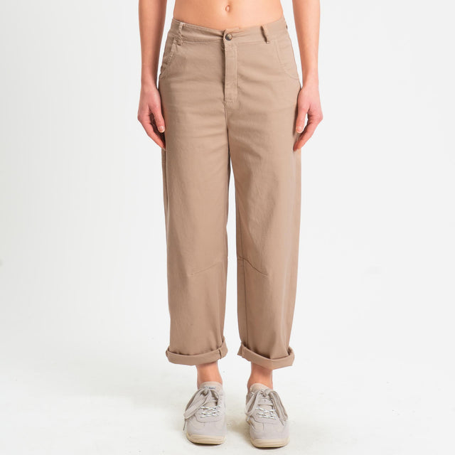 Zeroassoluto-Pantalone LIZ barrel cotone elasticizzato - biscotto