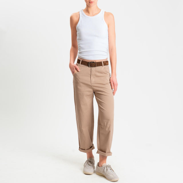 Zeroassoluto-Pantalone LIZ barrel cotone elasticizzato - biscotto