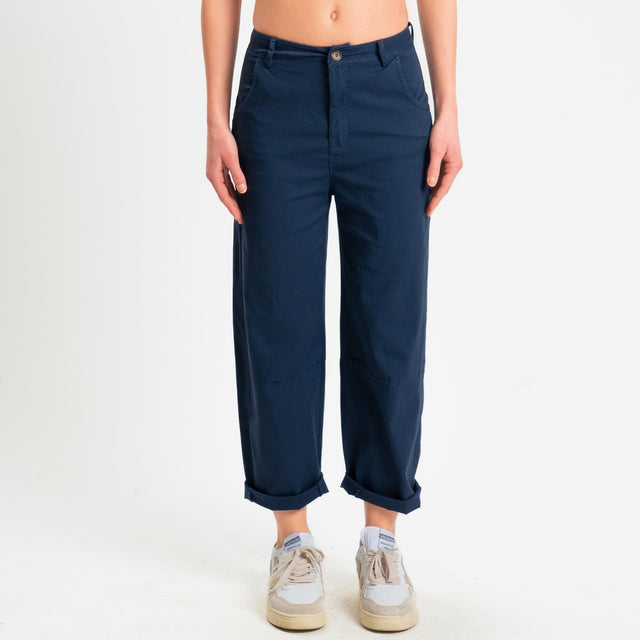 Zeroassoluto-Pantalone LIZ barrel cotone elasticizzato - blu