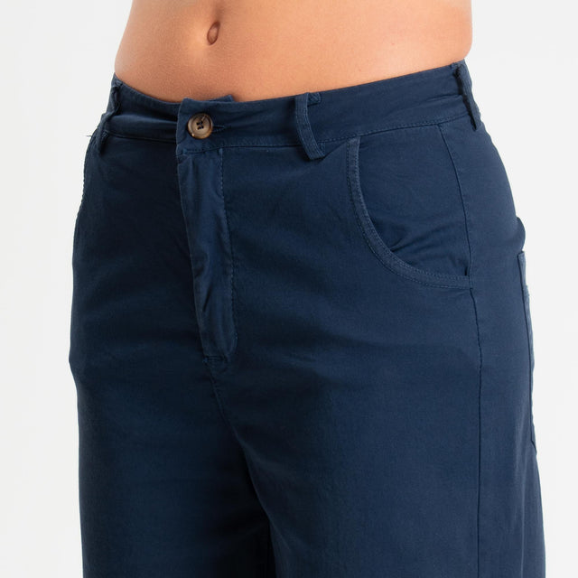 Zeroassoluto-Pantalone LIZ barrel cotone elasticizzato - blu