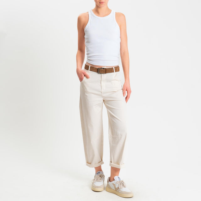 Zeroassoluto-Pantalone LIZ barrel cotone elasticizzato - burro