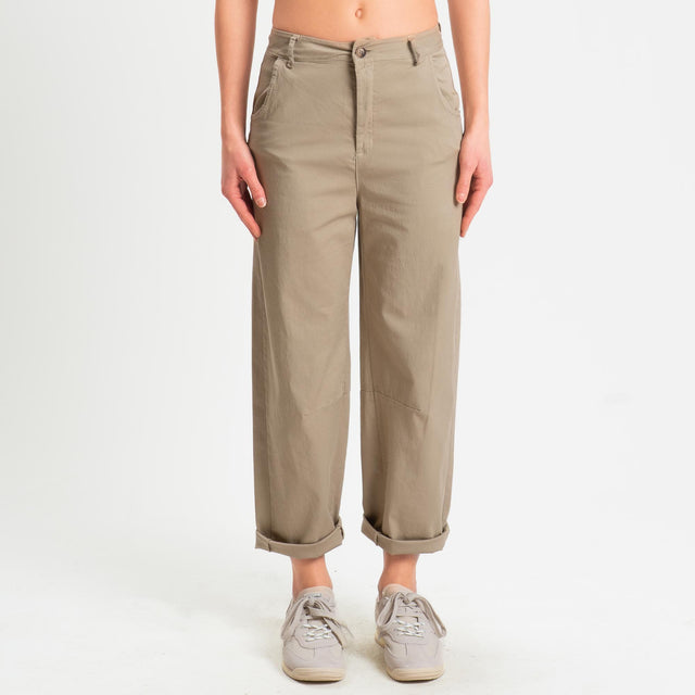 Zeroassoluto-Pantalone LIZ barrel cotone elasticizzato - coloniale