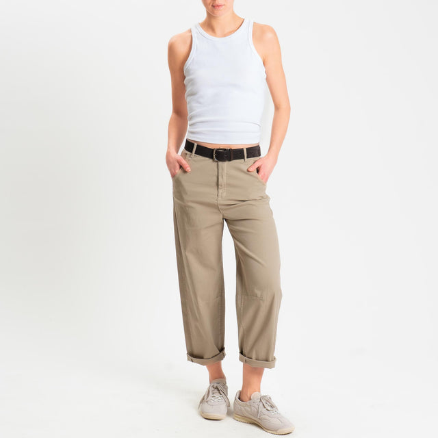 Zeroassoluto-Pantalone LIZ barrel cotone elasticizzato - coloniale