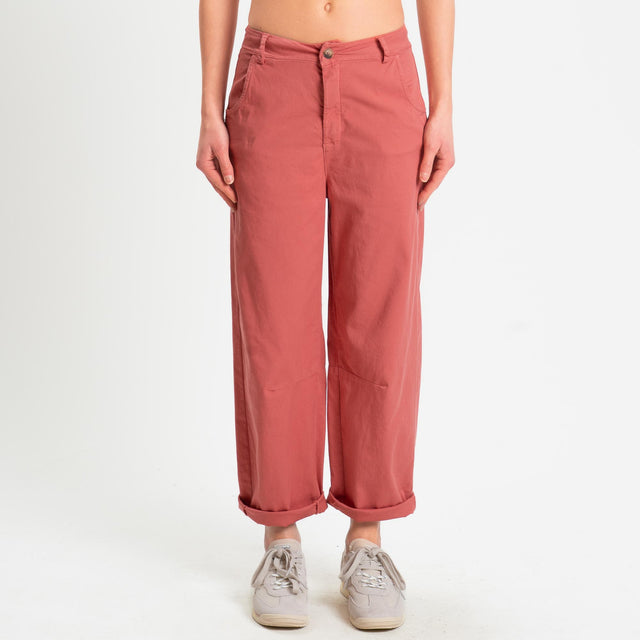 Zeroassoluto-Pantalone LIZ barrel cotone elasticizzato - lipstick