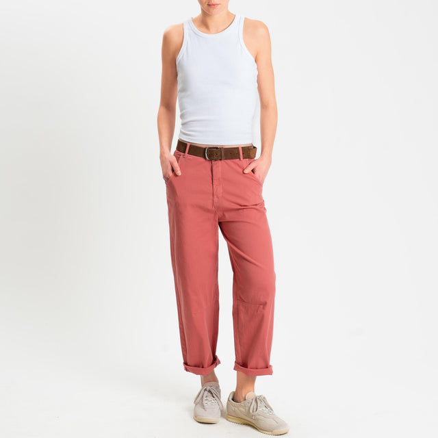 Zeroassoluto-Pantalone LIZ barrel cotone elasticizzato - lipstick