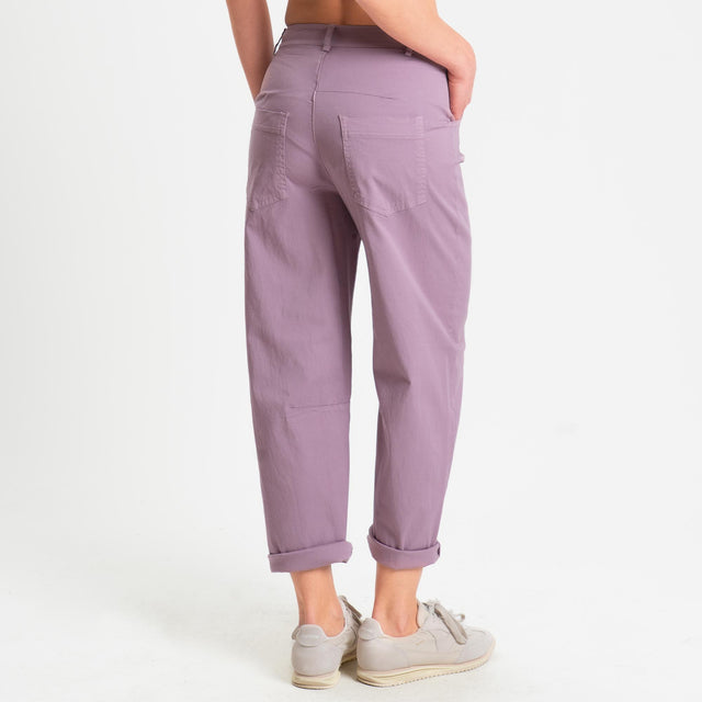 Zeroassoluto-Pantalone LIZ barrel cotone elasticizzato- mauve