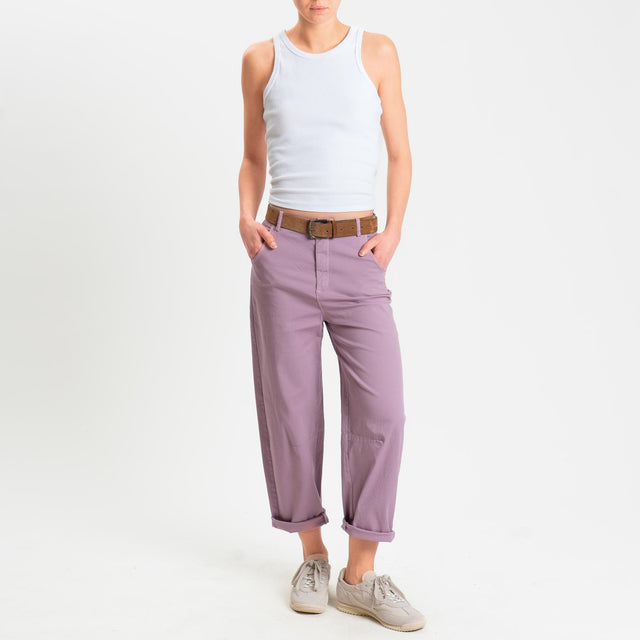 Zeroassoluto-Pantalone LIZ barrel cotone elasticizzato- mauve