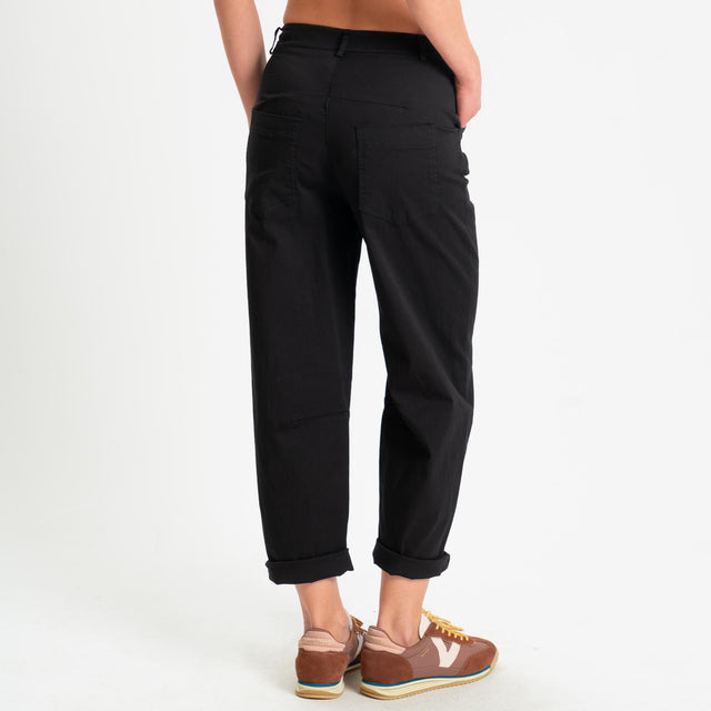 Zeroassoluto-Pantalone LIZ barrel cotone elasticizzato - nero