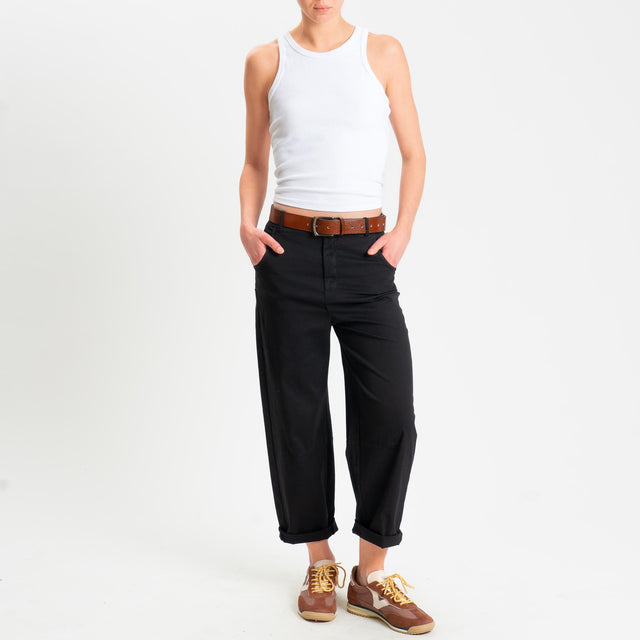Zeroassoluto-Pantalone LIZ barrel cotone elasticizzato - nero