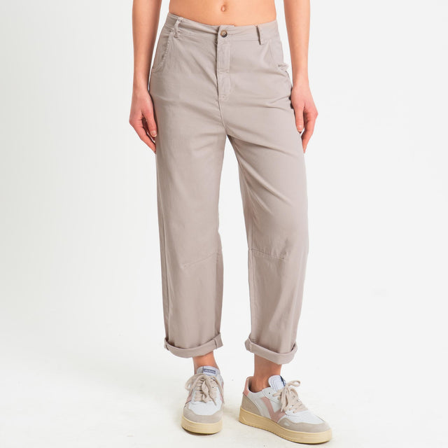 Zeroassoluto-Pantalone LIZ barrel cotone elasticizzato - nude