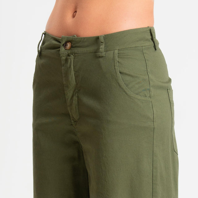 Zeroassoluto-Pantalone LIZ barrel cotone elasticizzato - olive