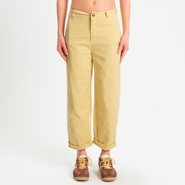 Zeroassoluto-Pantalone LIZ barrel cotone elasticizzato - yellow