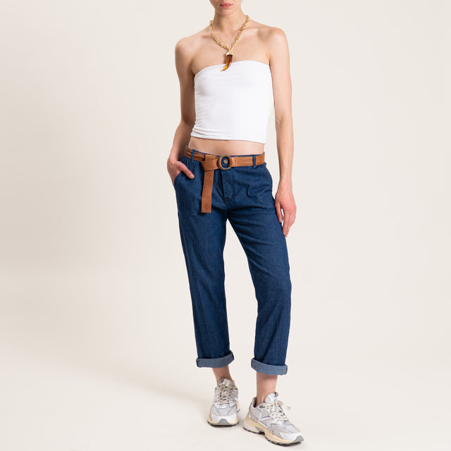 Zeroassoluto-Pantalone LOIS chino chambray - denim