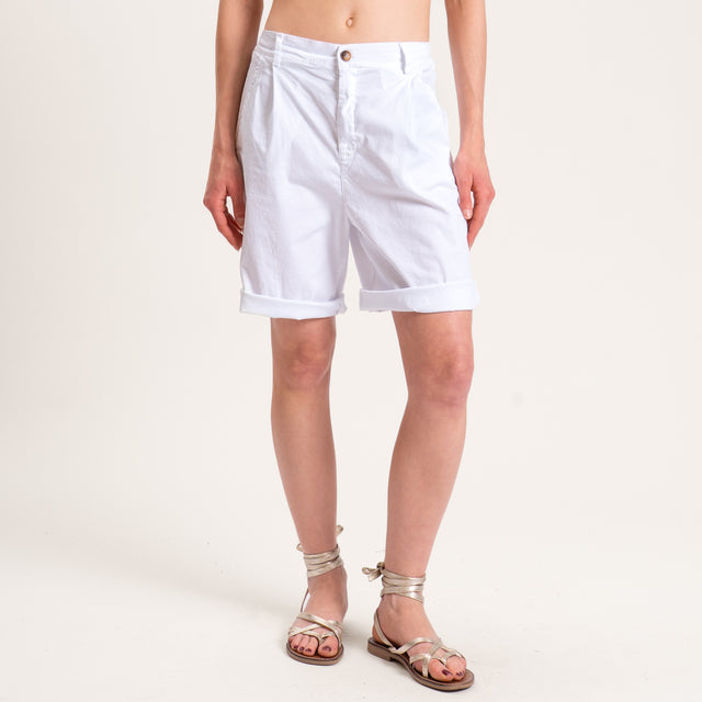 Zeroassoluto-Bermuda LORA cotone elastico dietro - bianco