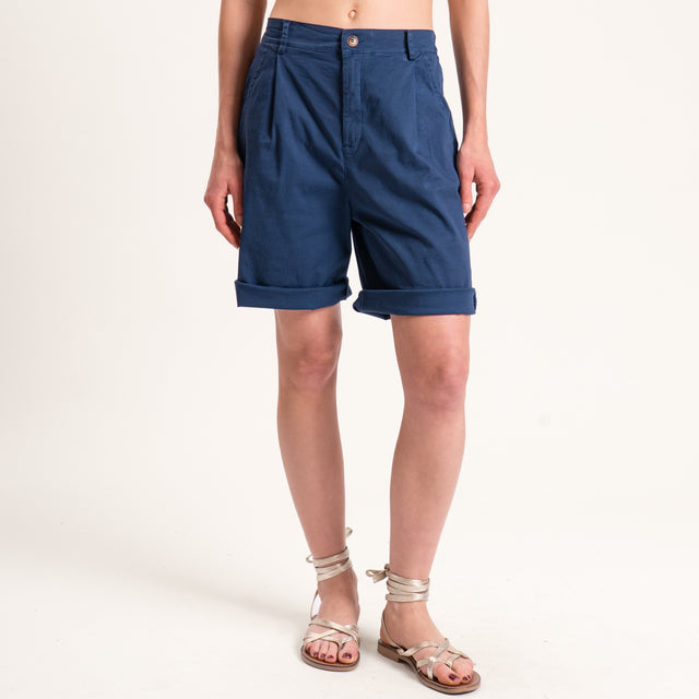 Zeroassoluto-Bermuda LORA cotone elastico dietro - blu