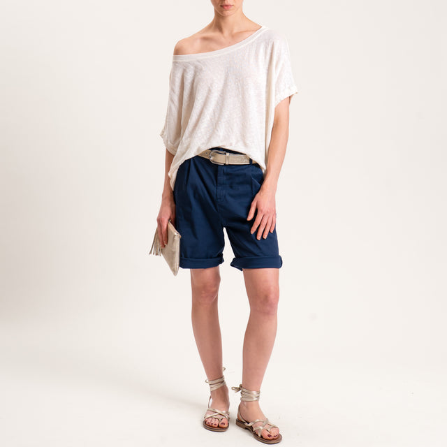 Zeroassoluto-Bermuda LORA cotone elastico dietro - blu