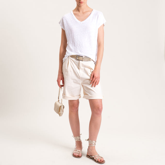 Zeroassoluto-Bermuda LORA cotone elastico dietro - burro