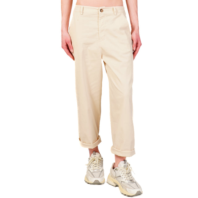 Zeroassoluto-Pantalone LORY baggy cotone elasticizzato - burro