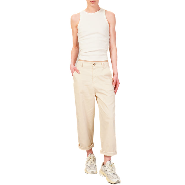 Zeroassoluto-Pantalone LORY baggy cotone elasticizzato - burro