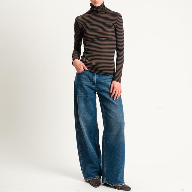 Zeroassoluto-Maglia collo alto MISTO CASHMERE ultra light - moro/nero