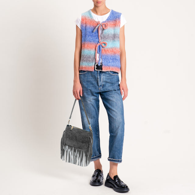 Zeroassoluto-Gilet a righe misto lana - avio/acqua/grigio