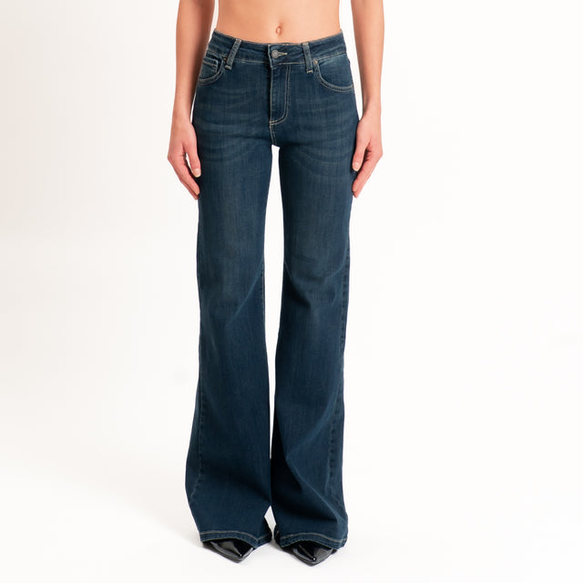 Zeroassoluto-Jeans GRETA bistrech a zampa - denim scuro
