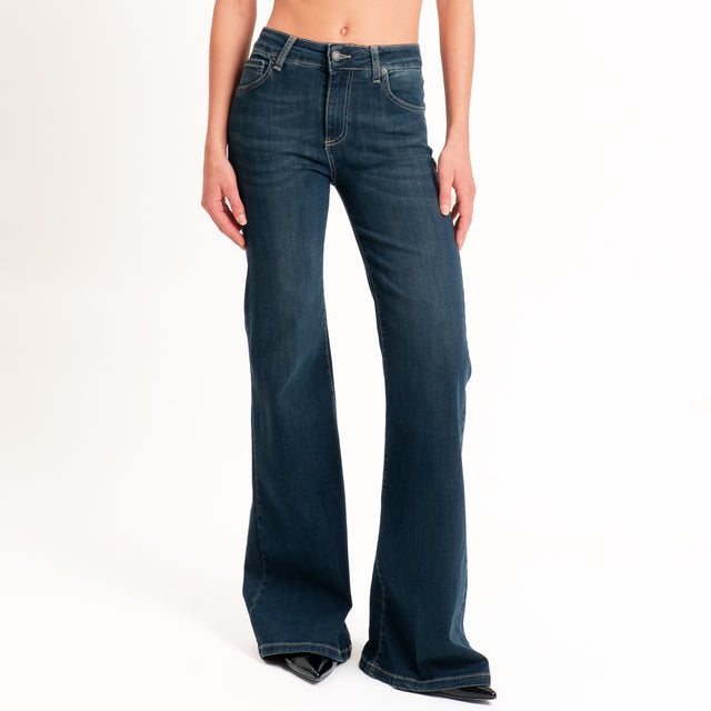 Zeroassoluto-Jeans GRETA bistrech a zampa - denim scuro