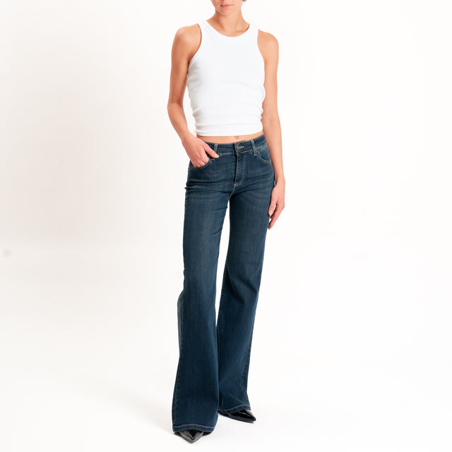 Zeroassoluto-Jeans GRETA bistrech a zampa - denim scuro