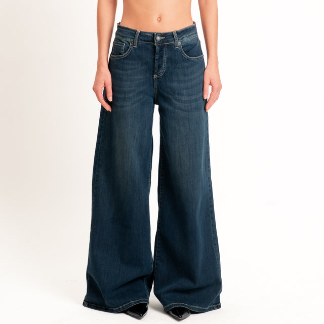 Zeroassoluto-Jeans KAM bistrech palazzo - denim scuro