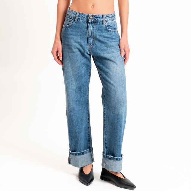 Zeroassoluto-Jeans MATT regular fit con risvolto - denim