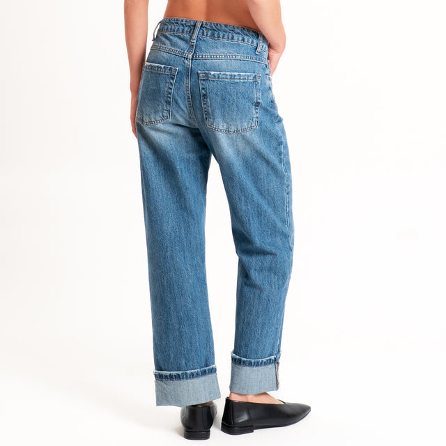 Zeroassoluto-Jeans MATT regular fit con risvolto - denim