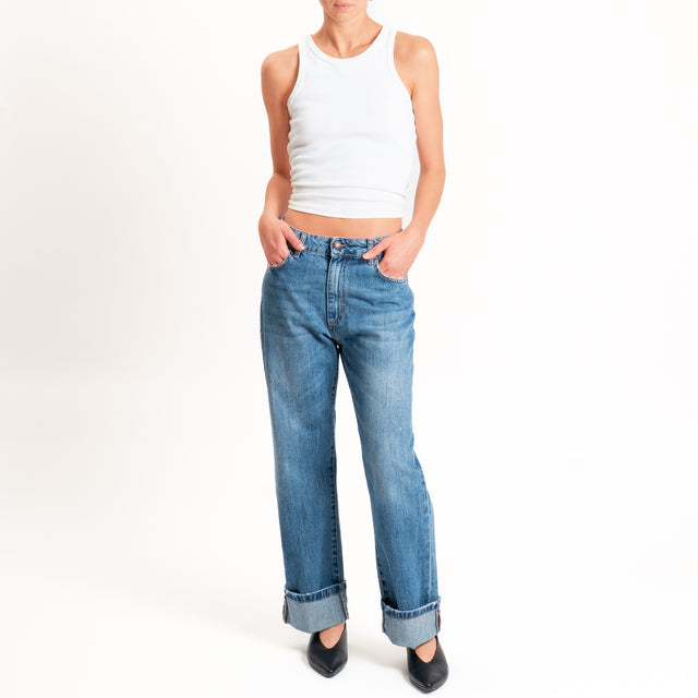 Zeroassoluto-Jeans MATT regular fit con risvolto - denim