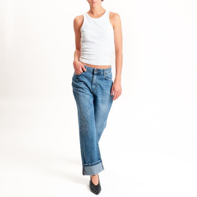 Zeroassoluto-Jeans MATT regular fit con risvolto - denim