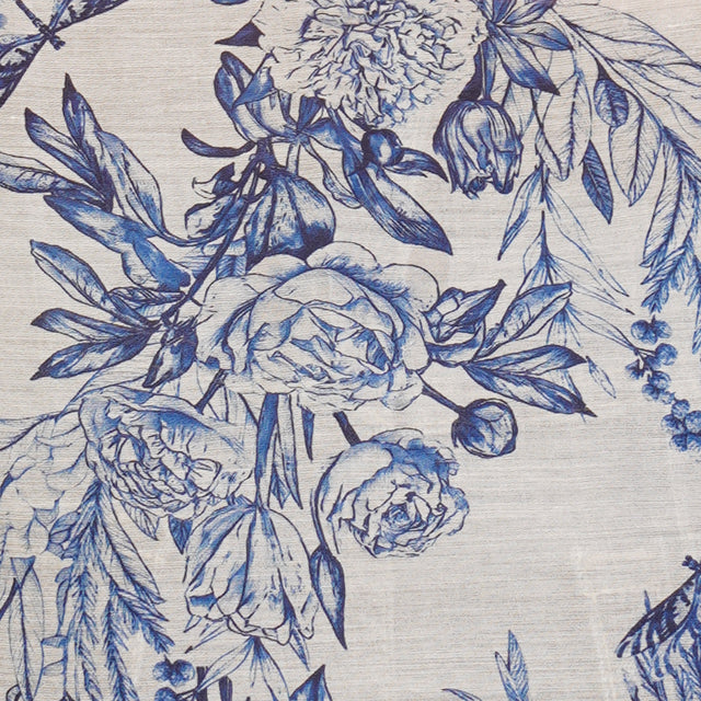 Camisa estampada Zeroassoluto-MIA en muselina de fibra natural Lyocell - floral leche/azul real