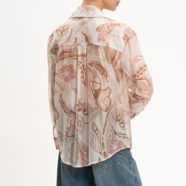 Camisa de muselina LYOCE estampada Zeroassoluto-MIA - hojas color nude/rosa/arena