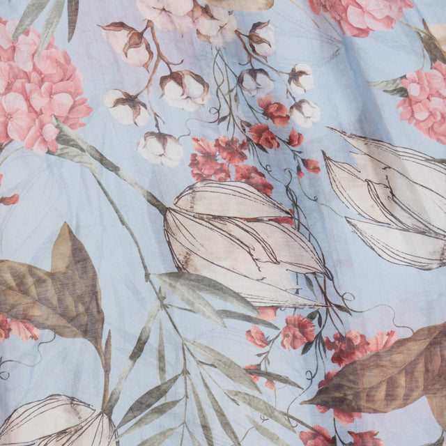 Zeroassoluto-Camicia MIA fantasia in mussola LYOCELL FIBRA NATURALE - fiori celeste/rosa/militare