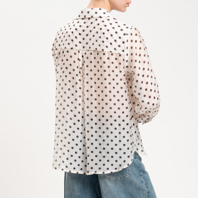 Zeroassoluto-Camicia MIA fantasia in mussola LYOCELL FIBRA NATURALE - pois latte/moro