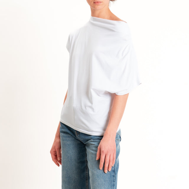 Zeroassoluto-T-shirt asimmetrica jersey elasticizzato - bianco