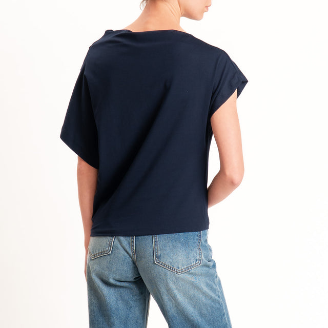 Zeroassoluto-T-shirt asimmetrica jersey elasticizzato - blu