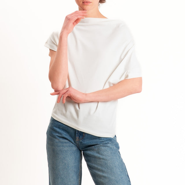Zeroassoluto-T-shirt asimmetrica jersey elasticizzato - burro