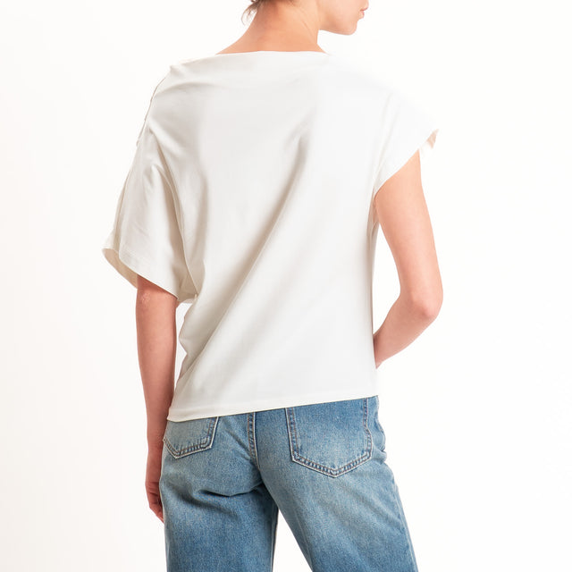 Zeroassoluto-T-shirt asimmetrica jersey elasticizzato - burro