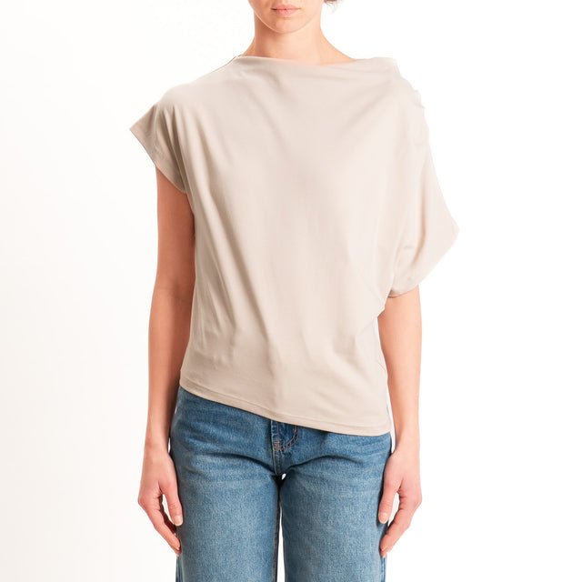 Zeroassoluto-T-shirt asimmetrica jersey elasticizzato - sahara