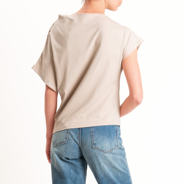 Zeroassoluto-T-shirt asimmetrica jersey elasticizzato - sahara