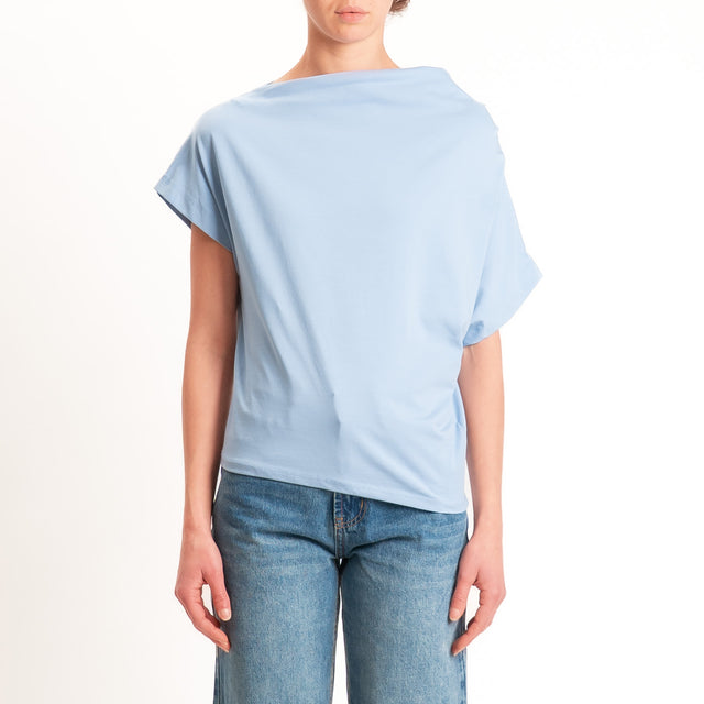 Zeroassoluto-T-shirt asimmetrica jersey elasticizzato - sky