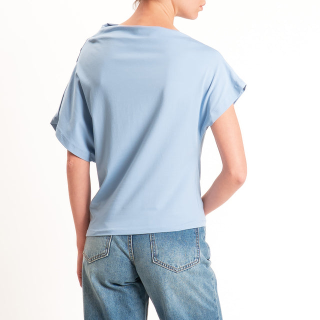 Zeroassoluto-T-shirt asimmetrica jersey elasticizzato - sky