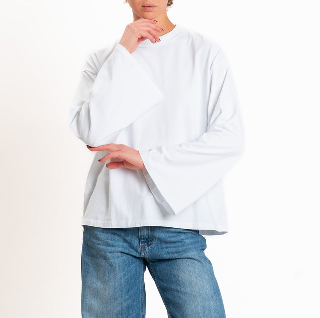 Zeroassoluto-T-shirt manica ampia cotone elasticizzato - bianco